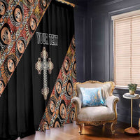 Personalized Ethiopian Orthodox Church Angel Window Curtain Black Color
