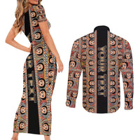 Personalized Ethiopian Tewahedo Angel Orthodox Couples Matching Short Sleeve Bodycon Dress and Long Sleeve Button Shirt Black Color