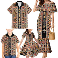 Personalized Ethiopian Tewahedo Angel Orthodox Family Matching Mermaid Dress and Hawaiian Shirt Black Color