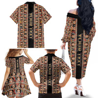 Personalized Ethiopian Tewahedo Angel Orthodox Family Matching Off The Shoulder Long Sleeve Dress and Hawaiian Shirt Black Color