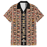 Personalized Ethiopian Tewahedo Angel Orthodox Family Matching Off The Shoulder Long Sleeve Dress and Hawaiian Shirt Black Color
