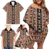 Personalized Ethiopian Tewahedo Angel Orthodox Family Matching Off Shoulder Short Dress and Hawaiian Shirt Black Color