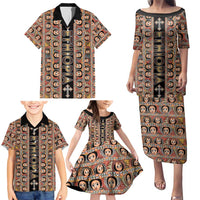 Personalized Ethiopian Tewahedo Angel Orthodox Family Matching Puletasi and Hawaiian Shirt Black Color