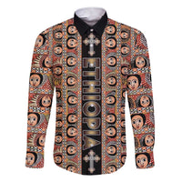 Personalized Ethiopian Tewahedo Angel Orthodox Family Matching Short Sleeve Bodycon Dress and Hawaiian Shirt Black Color