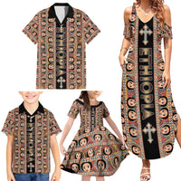 Personalized Ethiopian Tewahedo Angel Orthodox Family Matching Summer Maxi Dress and Hawaiian Shirt Black Color