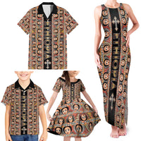 Personalized Ethiopian Tewahedo Angel Orthodox Family Matching Tank Maxi Dress and Hawaiian Shirt Black Color