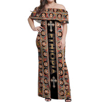 Personalized Ethiopian Tewahedo Angel Orthodox Off Shoulder Maxi Dress Black Color
