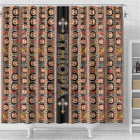 Ethiopian Tewahedo Angel Orthodox Shower Curtain Black Color