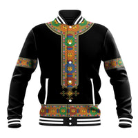 Ethiopia Saba Kemis Baseball Jacket Habesha Style Black Color