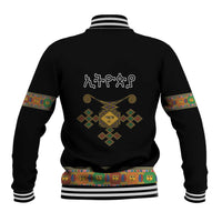 Ethiopia Saba Kemis Baseball Jacket Habesha Style Black Color