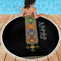 Ethiopia Saba Kemis Beach Blanket Habesha Style Black Color