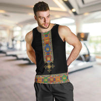 Ethiopia Saba Kemis Men Tank Top Habesha Style Black Color
