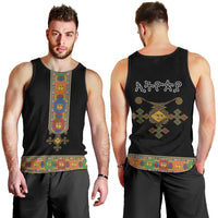 Ethiopia Saba Kemis Men Tank Top Habesha Style Black Color