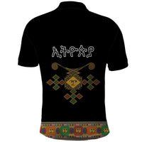 Ethiopia Saba Kemis Polo Shirt Habesha Style Black Color
