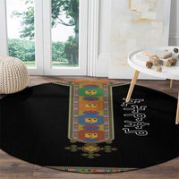 Ethiopia Saba Kemis Round Carpet Habesha Style Black Color