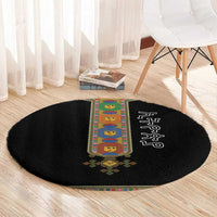 Ethiopia Saba Kemis Round Carpet Habesha Style Black Color