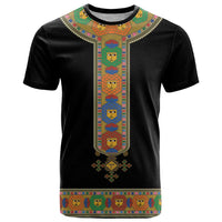 Ethiopia Saba Kemis T Shirt Habesha Style Black Color