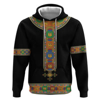 Ethiopia Saba Kemis Zip Hoodie Habesha Style Black Color
