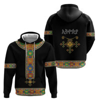 Ethiopia Saba Kemis Zip Hoodie Habesha Style Black Color