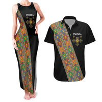 Ethiopia Saba Kemis Couples Matching Tank Maxi Dress and Hawaiian Shirt Sash Style Black Color