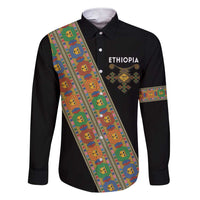 Ethiopia Saba Kemis Family Matching Short Sleeve Bodycon Dress and Hawaiian Shirt Sash Style Black Color