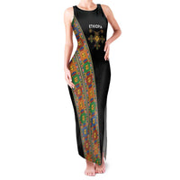 Ethiopia Saba Kemis Family Matching Tank Maxi Dress and Hawaiian Shirt Sash Style Black Color