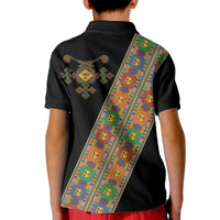 Ethiopia Saba Kemis Kid Polo Shirt Sash Style Black Color