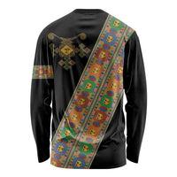 Ethiopia Saba Kemis Long Sleeve Shirt Sash Style Black Color