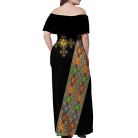 Ethiopia Saba Kemis Off Shoulder Maxi Dress Sash Style Black Color