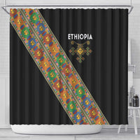 Ethiopia Saba Kemis Shower Curtain Sash Style Black Color