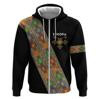 Ethiopia Saba Kemis Zip Hoodie Sash Style Black Color