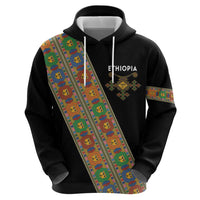 Ethiopia Saba Kemis Zip Hoodie Sash Style Black Color