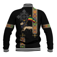 Ethiopia Saba Kemis Baseball Jacket Ethiopian Cross Lion Of Judah Black Color