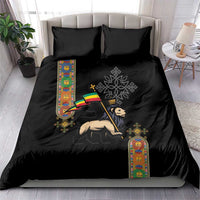 Ethiopia Saba Kemis Bedding Set Ethiopian Cross Lion Of Judah Black Color