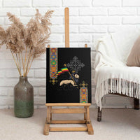Ethiopia Saba Kemis Canvas Wall Art Ethiopian Cross Lion Of Judah Black Color