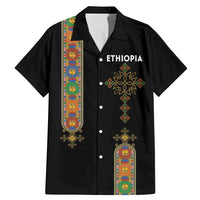 Ethiopia Saba Kemis Family Matching Mermaid Dress and Hawaiian Shirt Ethiopian Cross Lion Of Judah Black Color