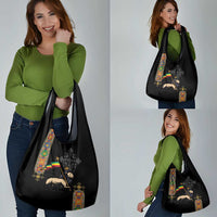 Ethiopia Saba Kemis Grocery Bag Ethiopian Cross Lion Of Judah Black Color