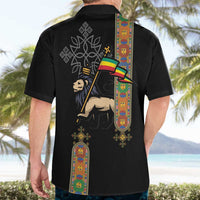 Ethiopia Saba Kemis Hawaiian Shirt Ethiopian Cross Lion Of Judah Black Color