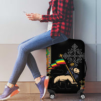 Ethiopia Saba Kemis Luggage Cover Ethiopian Cross Lion Of Judah Black Color