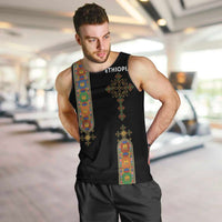 Ethiopia Saba Kemis Men Tank Top Ethiopian Cross Lion Of Judah Black Color