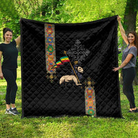 Ethiopia Saba Kemis Quilt Ethiopian Cross Lion Of Judah Black Color