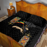 Ethiopia Saba Kemis Quilt Bed Set Ethiopian Cross Lion Of Judah Black Color