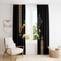 Ethiopia Saba Kemis Window Curtain Ethiopian Cross Lion Of Judah Black Color