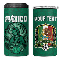 Custom Mexico Guadalupe Football 4 in 1 Can Cooler Tumbler Viva Mexico