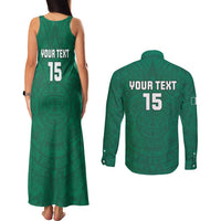 Custom Mexico Guadalupe Football Couples Matching Tank Maxi Dress and Long Sleeve Button Shirt Viva Mexico