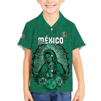 Custom Mexico Guadalupe Football Family Matching Long Sleeve Bodycon Dress and Hawaiian Shirt Viva Mexico