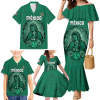 Custom Mexico Guadalupe Football Family Matching Mermaid Dress and Hawaiian Shirt Viva Mexico