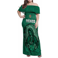 Custom Mexico Guadalupe Football Family Matching Off Shoulder Maxi Dress and Hawaiian Shirt Viva Mexico