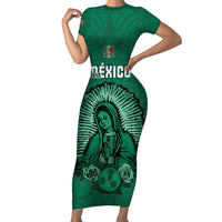 Custom Mexico Guadalupe Football Family Matching Short Sleeve Bodycon Dress and Hawaiian Shirt Viva Mexico