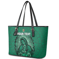 Custom Mexico Guadalupe Football Leather Tote Bag Viva Mexico